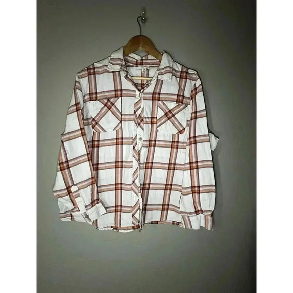 a.n.a Tops - a.n.a A New Approach Womens Button Shirt Size Petite XXL Plaid‎ Collared